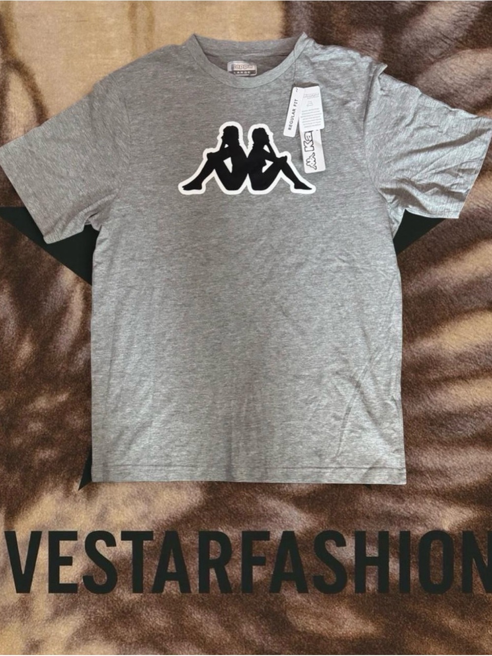 Kappa Heather Gray Logo Tee with Black Emblem